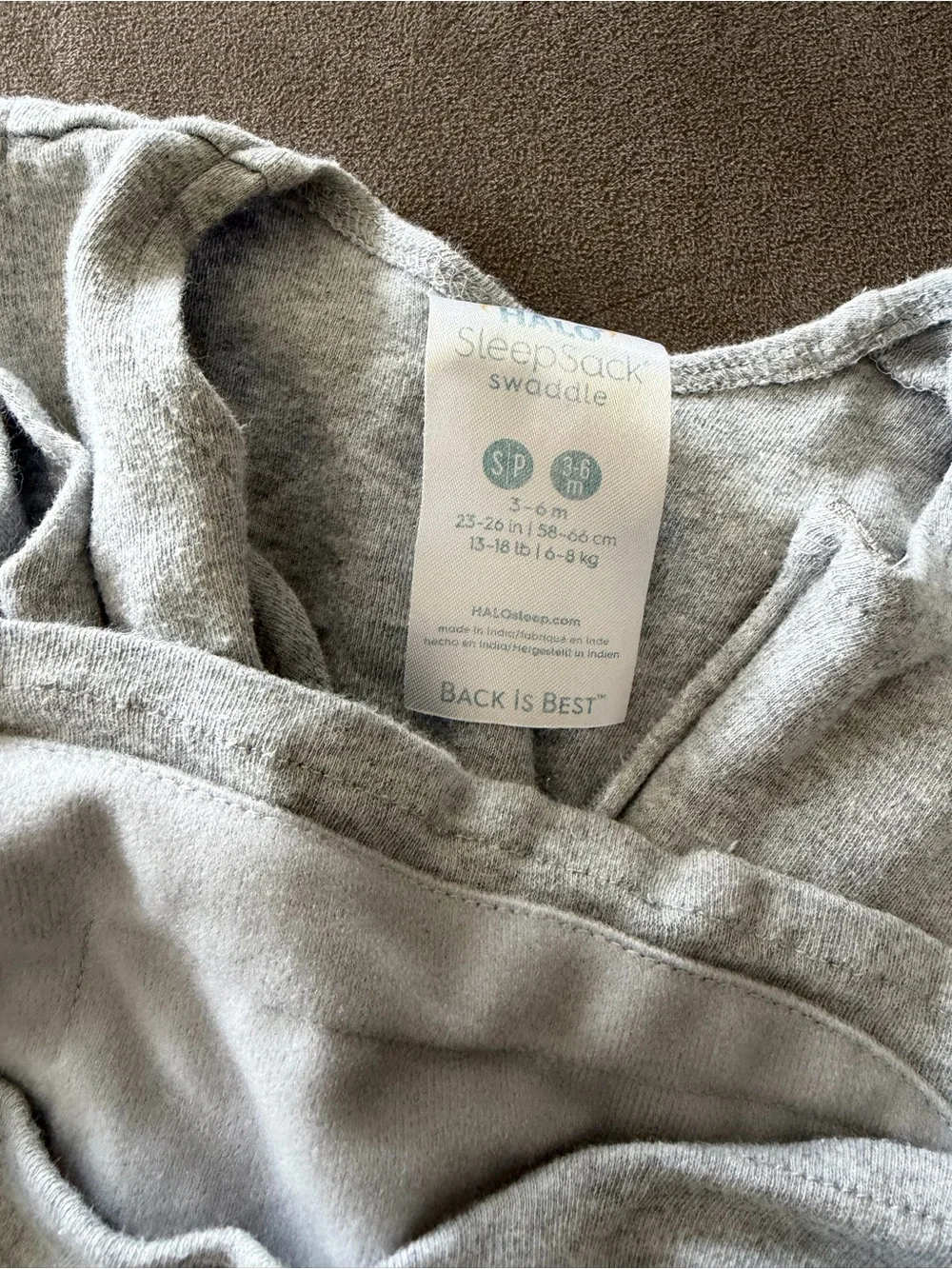 HALO Gray Baby Sleep Sack Swaddle small 3-6m